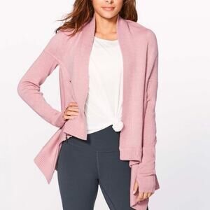 LULULEMON Wrap It Up Sweater Womens XS Pink Merino Wool Cardigan Athletic